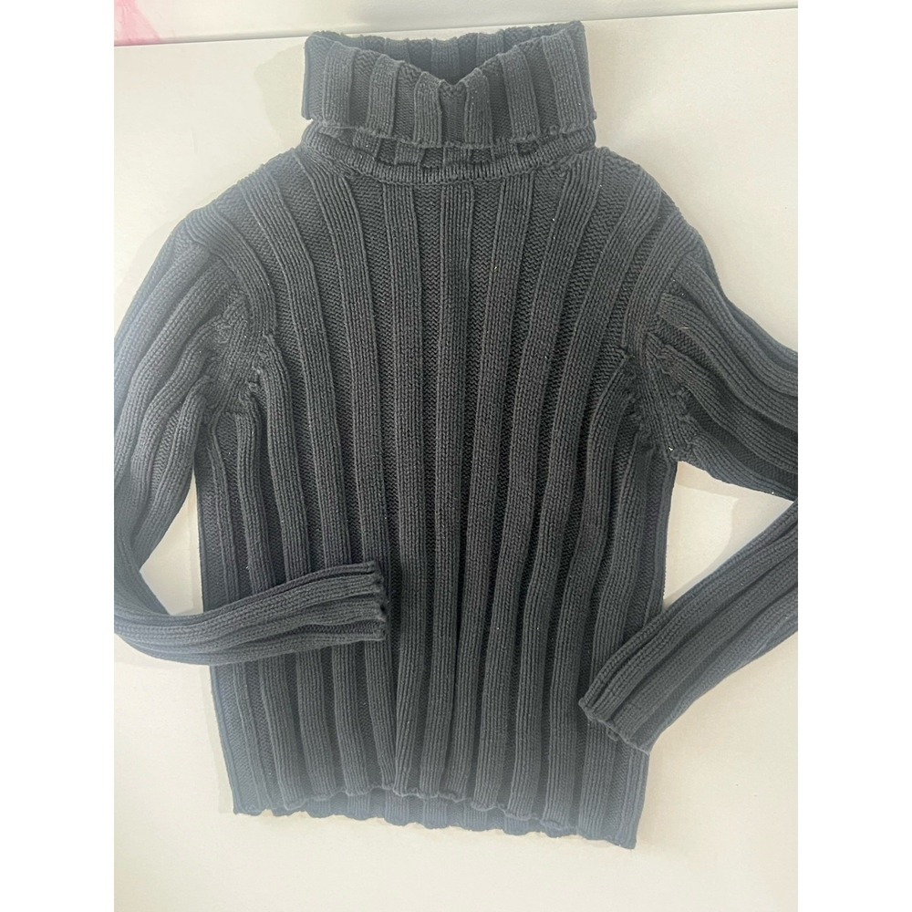Gap Black Ribbed Knit Turtleneck Pullover Sweater 100% Cotton Women's XS